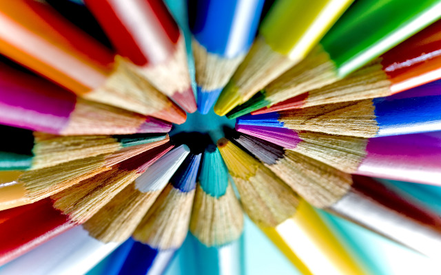 Rainbow colored pencils circle crayon free wallpaper - medium preview image