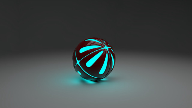 Glowing ball blue light gray free wallpaper - medium preview image