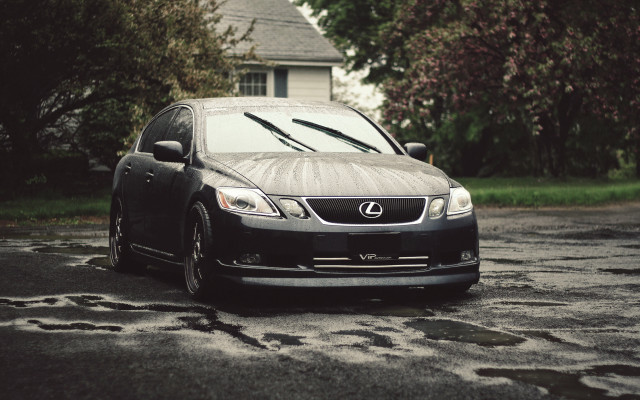 Car driveway house trees rain free wallpaper - medium preview image