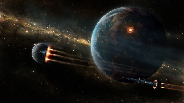 Space station starry sky planet free wallpaper - medium preview image