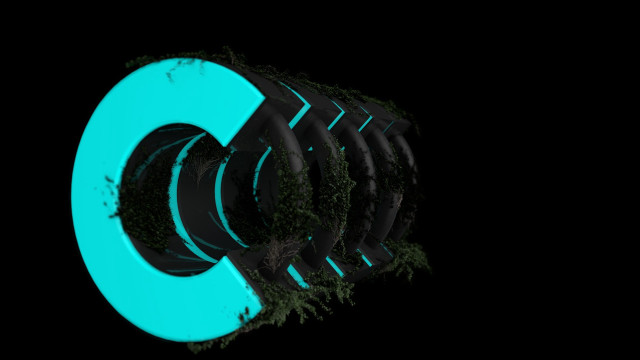 Green blue green 3d render free wallpaper - medium preview image