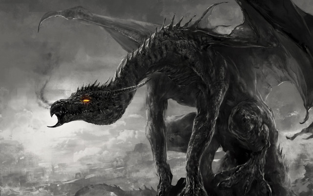 Glowing dragon clouds mountains fantasy free wallpaper - medium preview image