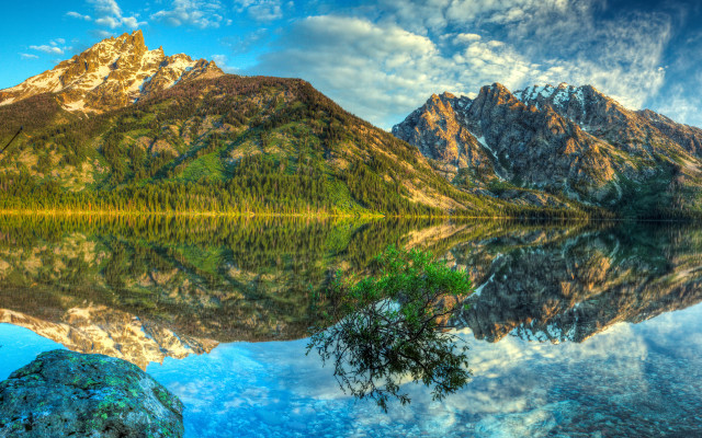 Mountain lake forest sky bridge #10 free wallpaper - medium preview image
