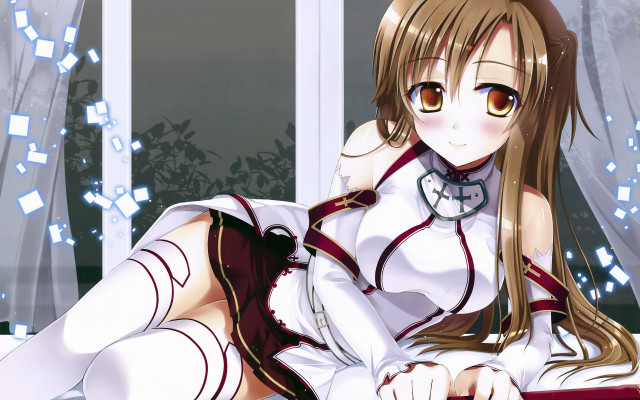 Woman white dress bed crossed free wallpaper - medium preview image