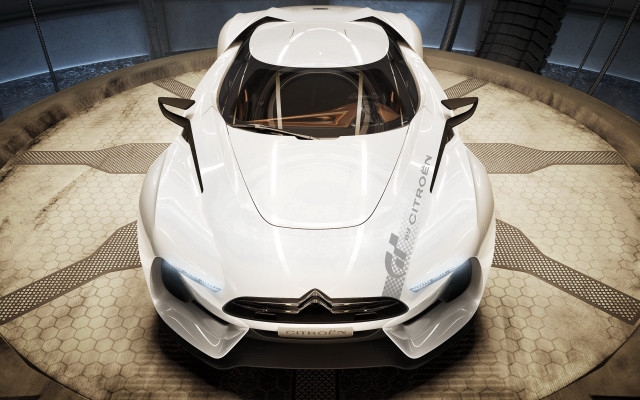 White car garage circular floor free wallpaper - medium preview image