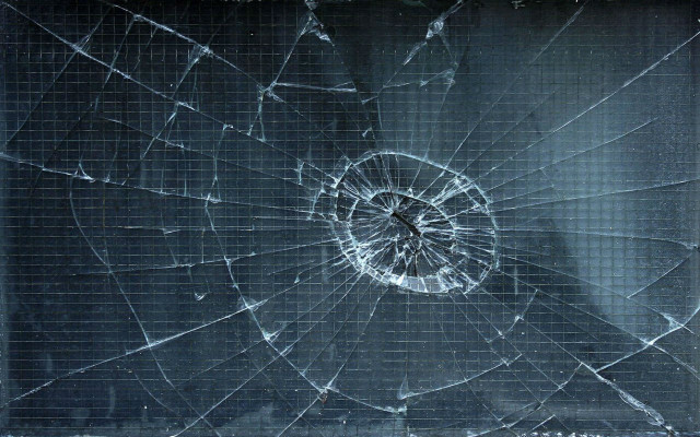 Broken glass window hole black free wallpaper - medium preview image