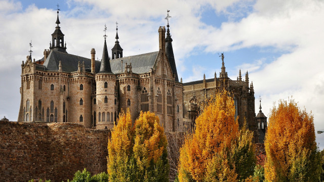Castle clock tower trees cityscape free wallpaper - medium preview image