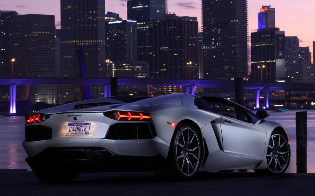 White sports car city skyline #5 free wallpaper - medium preview image