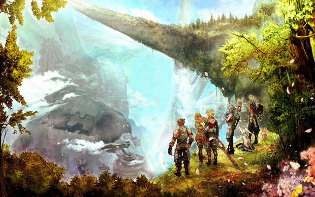 Group waterfall forest background people free wallpaper - medium preview image