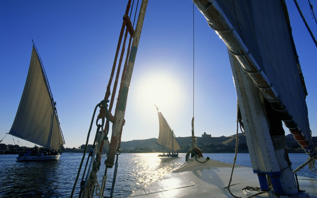 Sailboats lake sun sails neoplasticism free wallpaper - medium preview image
