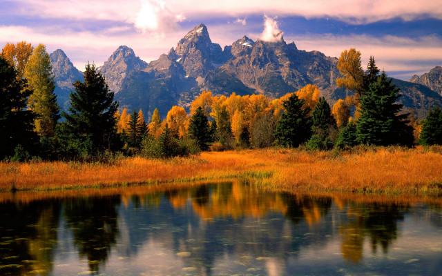Mountain lake forest autumn sunset #6 free wallpaper - medium preview image