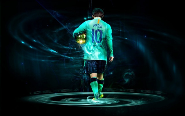 Man glowing hologram soccer reflection free wallpaper - medium preview image