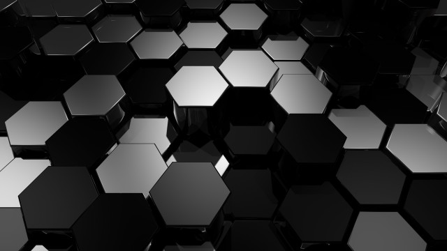 Black white hexagon abstract geometric free wallpaper - medium preview image