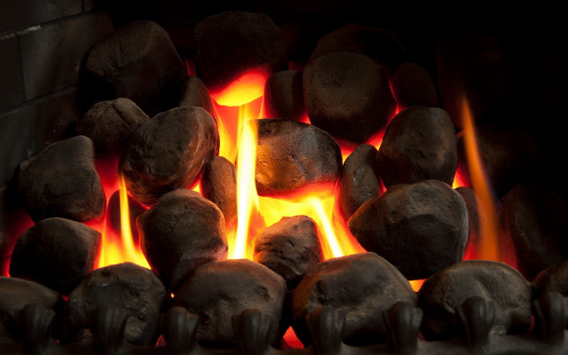 Fire flame glowing rocks black free wallpaper - medium preview image