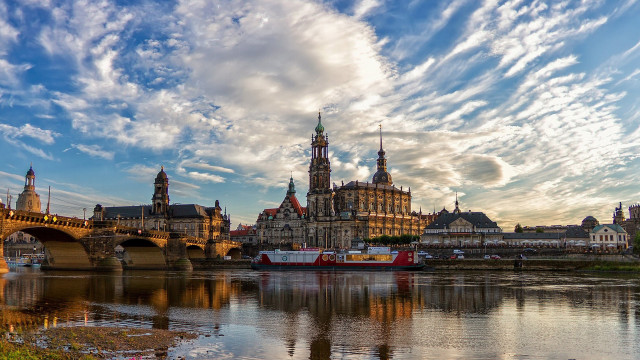 River bridge building cloudy sky #3 free wallpaper - medium preview image