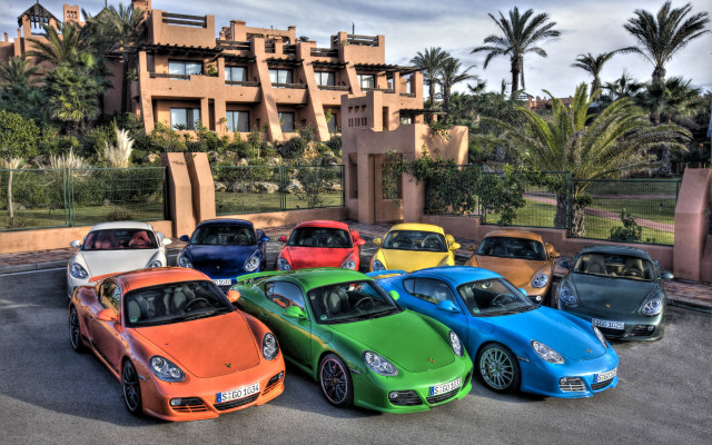Parking lot cars building palm free wallpaper - medium preview image