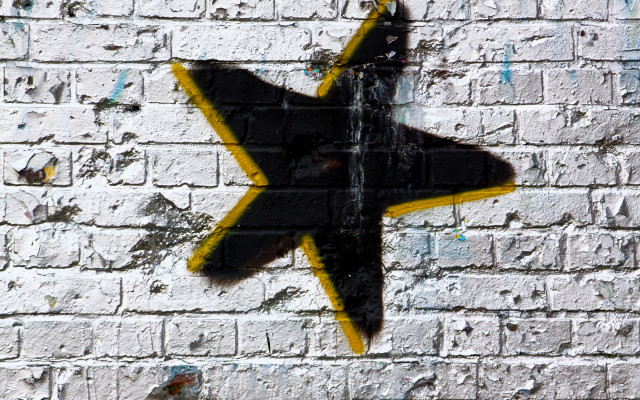 Yellow black star brick wall free wallpaper - medium preview image