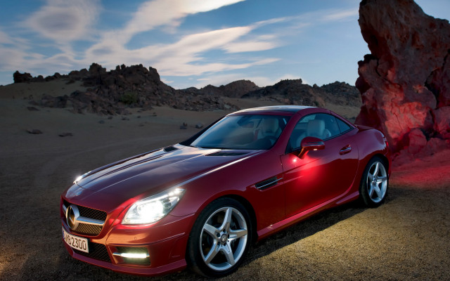 Red sports car desert night #2 free wallpaper - medium preview image