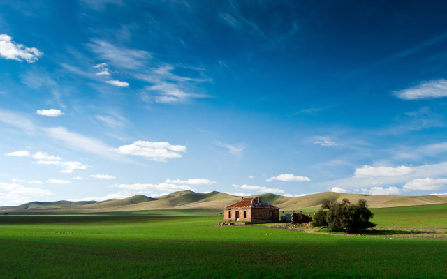 House field sky clouds hills free wallpaper - medium preview image