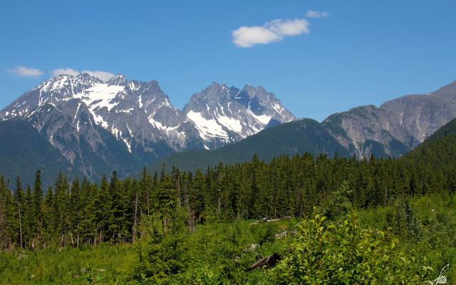 Mountain range trees clouds blue #3 free wallpaper - medium preview image