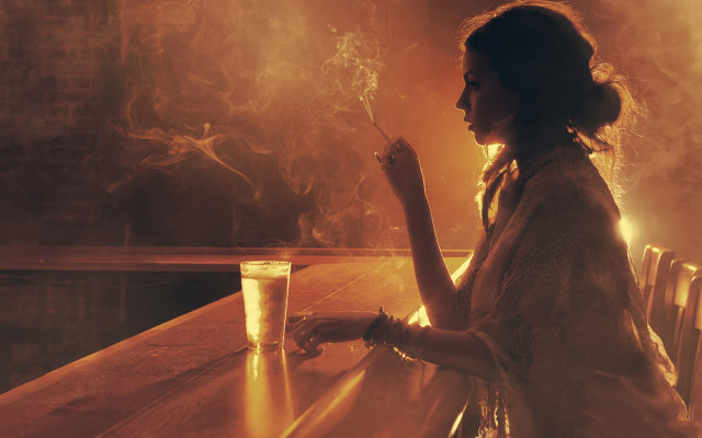 Woman smoke candlefire cinematic photography free wallpaper - medium preview image