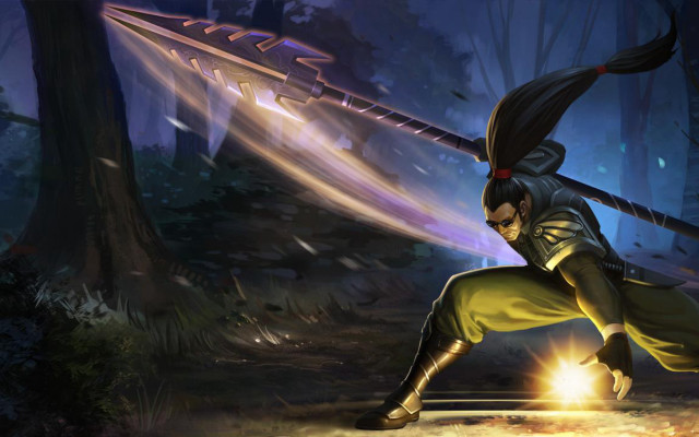 Man yellow outfit sword forest #2 free wallpaper - medium preview image