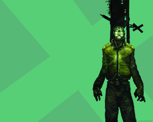 Man green face mask metal free wallpaper - medium preview image