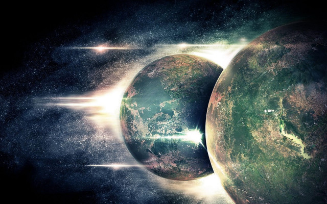 Space star planets mandelbrot aurora free wallpaper - medium preview image