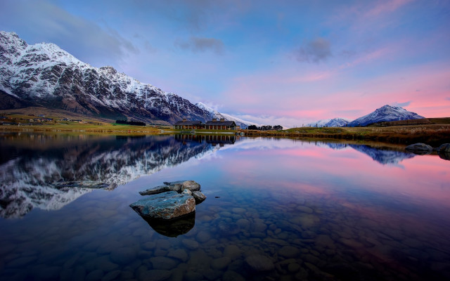 Mountain range reflection sunset lake #2 free wallpaper - medium preview image