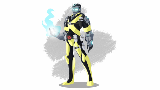 Yellow black suit blue fire free wallpaper - medium preview image