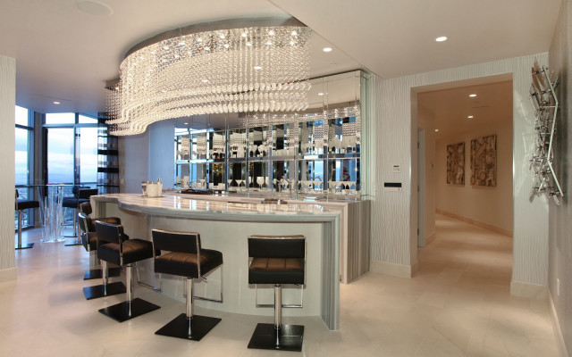 Bar chandelier chairs room window free wallpaper - medium preview image