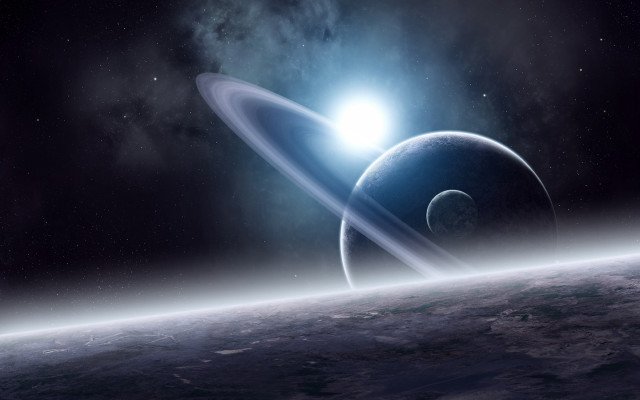 Planet ring space stars bright free wallpaper - medium preview image