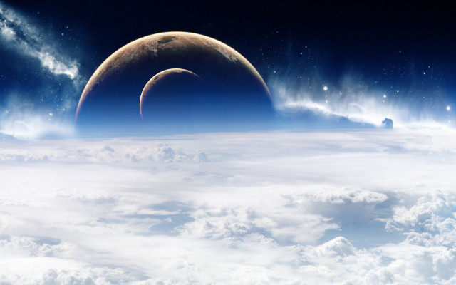 Earth moon stars clouds space free wallpaper - medium preview image
