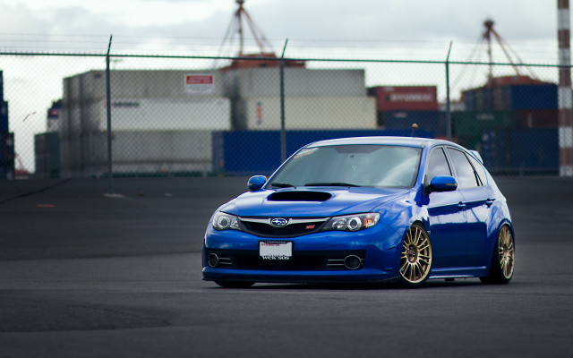 Blue car parking lot fence #2 free wallpaper - medium preview image