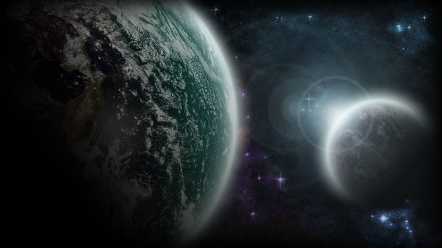 Earth moon stars space aurora #2 free wallpaper - medium preview image