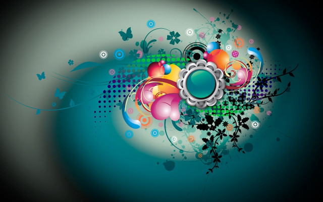 Colorful abstract flower butterfly blue free wallpaper - medium preview image