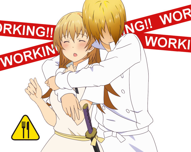 Man woman kissing work sign free wallpaper - medium preview image