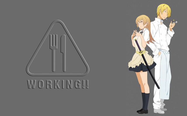 Anime couple fork knife standing free wallpaper - medium preview image