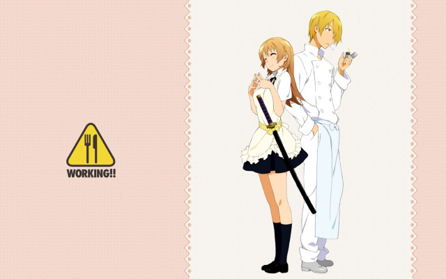 Anime couple warning sign apron free wallpaper - medium preview image