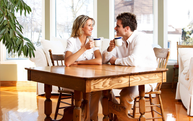 Man woman coffee smile romantic free wallpaper - medium preview image