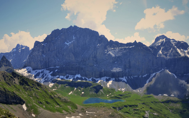 Mountain lake snow capped clouds #2 free wallpaper - medium preview image