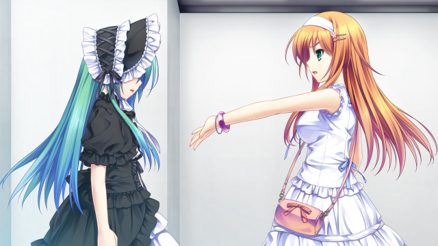 Anime girls dresses hats pointing free wallpaper - medium preview image