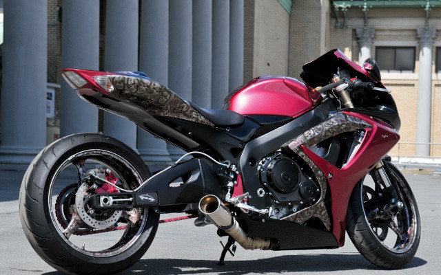 Red motorcycle building cobra puzzle free wallpaper - medium preview image
