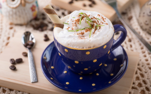 Coffee whipped plate spoon bokeh free wallpaper - medium preview image