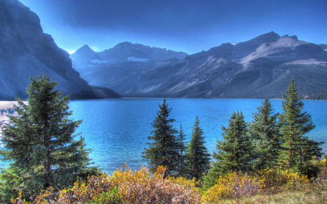Lake mountains trees cloudy sky #33 free wallpaper - medium preview image