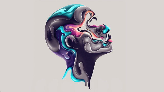 Psychedelic pokemon glowing gradient face free wallpaper - medium preview image