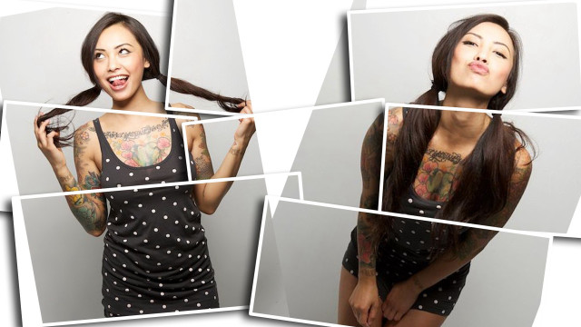 Woman tattoo black dress polka free wallpaper - medium preview image