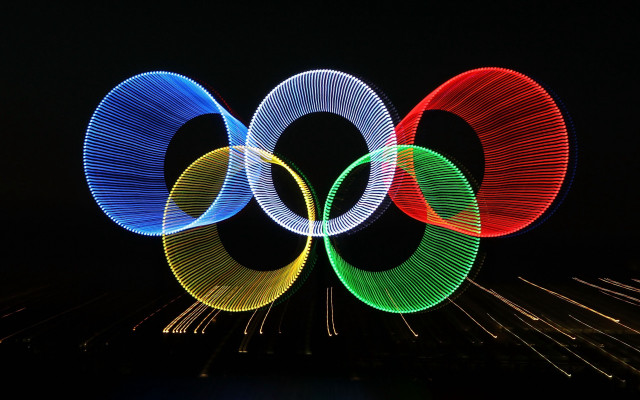 Colorful lights olympic symbol black free wallpaper - medium preview image