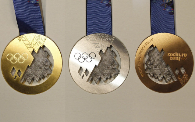 Olympic medals gold mountain blue free wallpaper - medium preview image