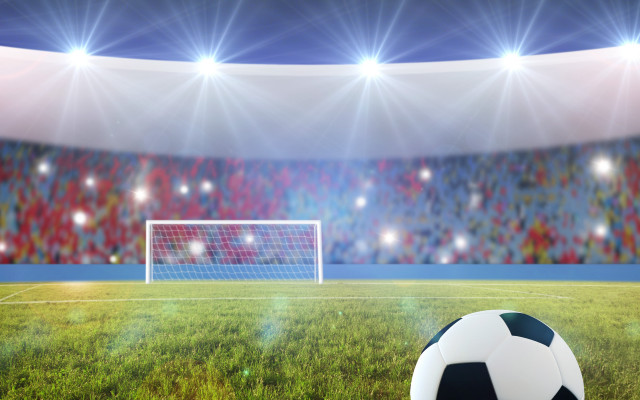 Soccer stadium field goal bokeh free wallpaper - medium preview image
